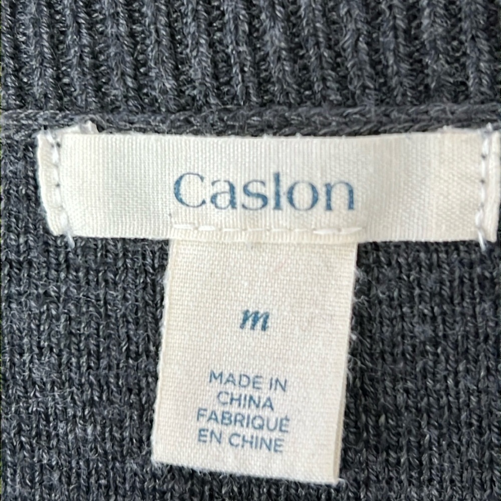 Caslon Women’s Tunic Sweater Size M Black/Gray Cotton/Acrylic Kangaroo Pocket - Picture 3 of 10